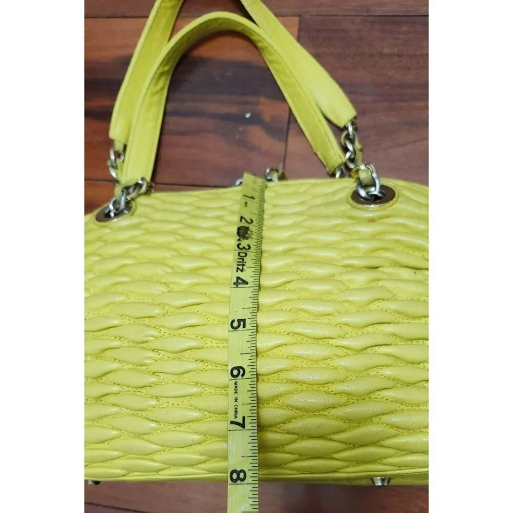 Paolo Masi Italy Woven Leather Tote Bag Yellow Genuine Leather Handbag Italy